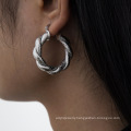 Fashionable and atmospheric frosted earrings for women, French retro twisted twisted geometric earrings